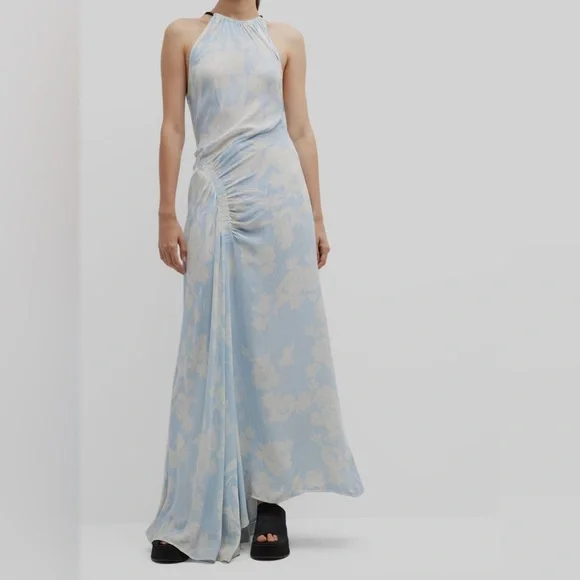 proenza schouler blue dress Proenza Schouler Women's Amaya Silk Twill Midi-Shirtdress - Cobalt Multi main image 0